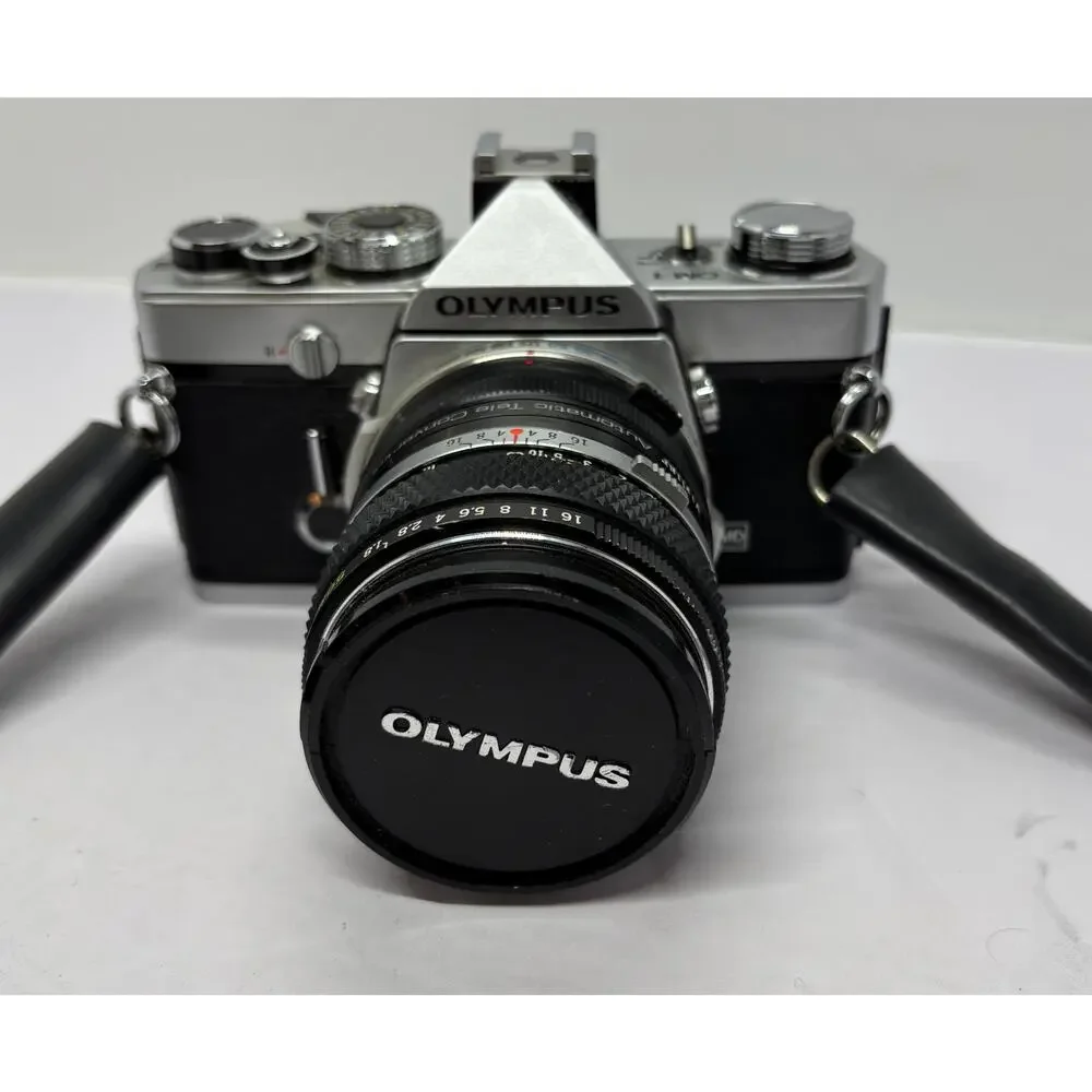 Olympus OM-1 SLR 35mm Film Camera + Lenses Battery Inspected Meter Works Silver